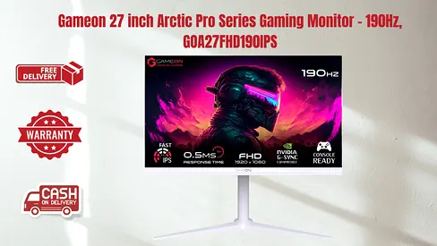 Gameon 27 inch Arctic Pro Series Gaming Monitor - 190Hz, GOA27FHD190IPS