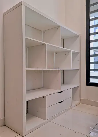 White Modular Bookcase / Display Shelf with Drawers