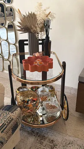 Vintage-inspired Two-tier Serving Trolley / Bar Cart with Mirrors