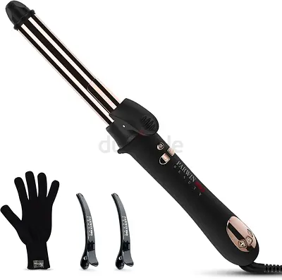 1.25 Curling Wand with Clips Heat Glove - Black/Rose Gold