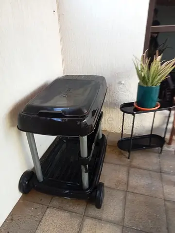 Portable Two-Tier Outdoor BBQ Cart with Wheels