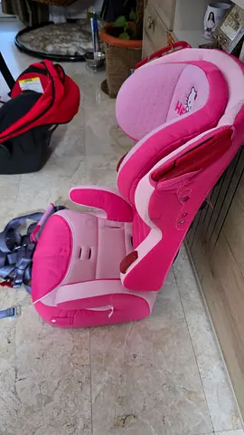 Pink high-back booster car seat for toddler (used, clean)
