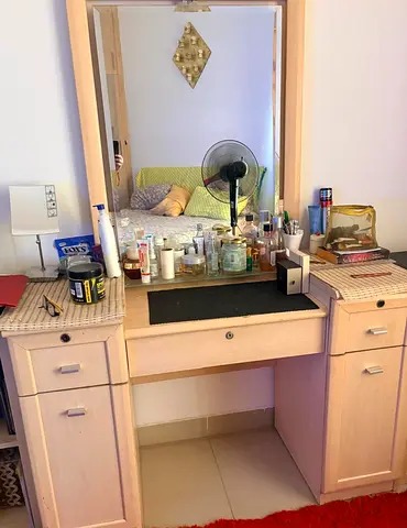 Wooden Dressing Table with Mirror and Drawers