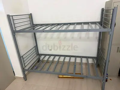 Sturdy Grey Metal Bunk Bed Frame