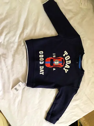 Childrens navy sweatshirt with car print - brand new