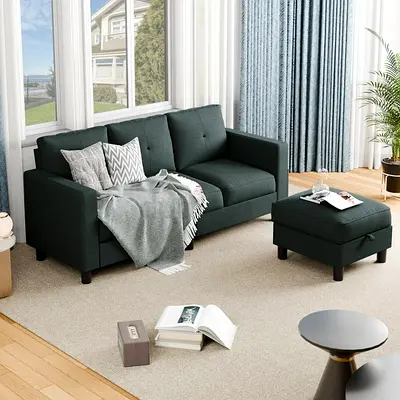 3 Seater Fabric Sofa with Footrest/ottoman