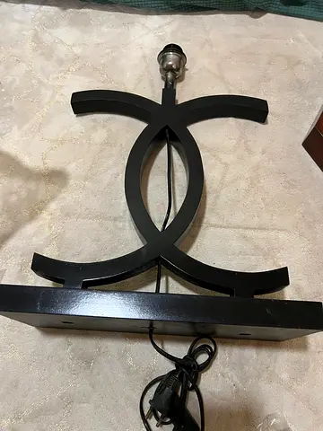 Black and white Wooden Double-Curve Table Lamp Base set of 2 (Needs Shade)