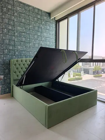 Sage Green Tufted Ottoman Bed with Storage