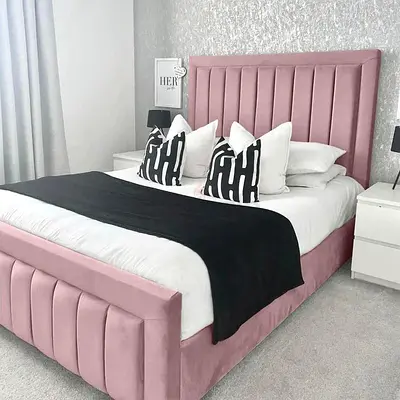 Pink Velvet Upholstered Twin Size Bed - Hydraulic Storage available on demand