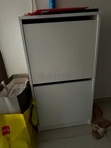 White 2‑compartment Shoe Cabinet / Storage Cupboard