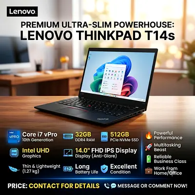 LENOVO THINKPAD T14s CORE i7 (32GB RAM 256GBSSD) ultra-slim