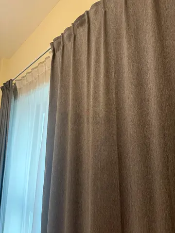 Grey blackout curtains with sheer inner panels - set of 2