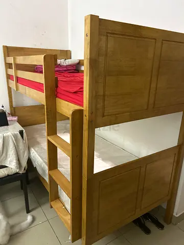 Solid Wood Bunk Bed with Ladder and Storage - perfect condition