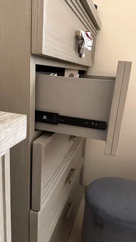 Beige Wooden Tall Chest of Drawers - Good Condition
