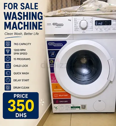 Super General 7kg Front Load Washing Machine - 1200 RPM, 15 Programs