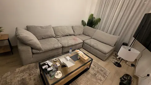 Modular feather filled sofa
