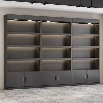 Large Modern Wall Bookcase / Display Cabinet with Lower Cupboards