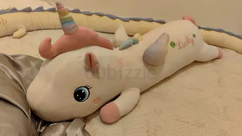 Large Plush Unicorn Soft Toy - Lucky Long Body Cushion