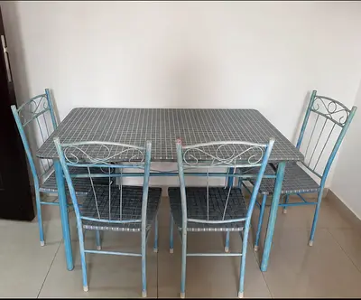 4-Seater Metal Dining Table with Chairs