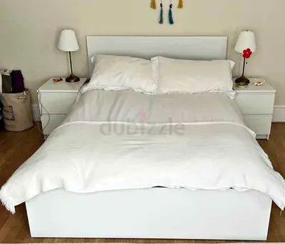 IKEA MALM Queen Size Bed + 2 Storage Drawers + Mattress