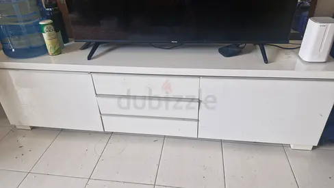 White TV Stand / Entertainment Unit with Drawers