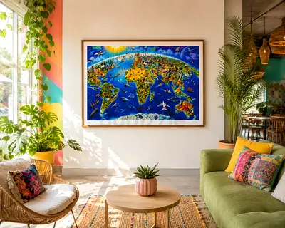 2000 Piece World Landmarks Jigsaw Puzzle – Assembled Ready to Frame