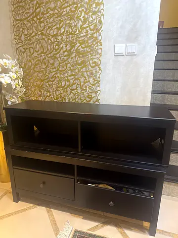 Dark brown wood TV unit / media console with drawers — not bad condition, its from Ikea  2 pieces