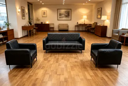 Gently Used Black Leather Sofa and 2 Armchairs - Modern Set