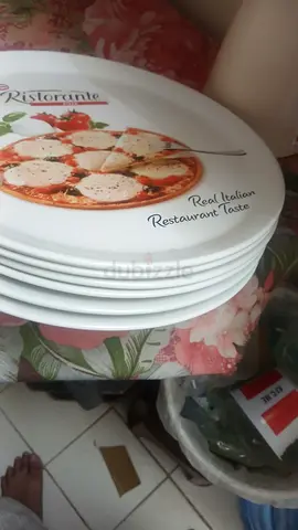 Set of 6 Ceramic Restaurant-Style Dinner Plates - White with Pizza Design