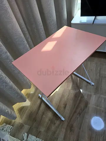 Light Pink Rectangular Study/Side Table with Folding Legs