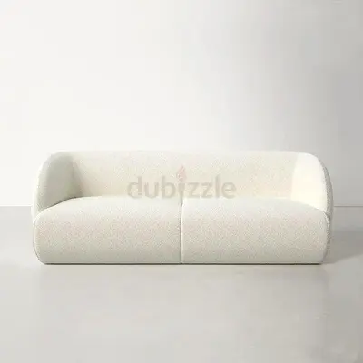 Water repellent boucle curved 3 seater sofa