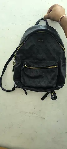 Guess Black Patterned Monogram Backpack