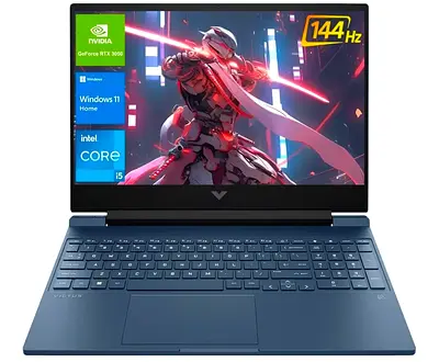 HP Victus 15 Gaming Laptop - Intel i5, RTX 3050, 16gb ram, 512 ssd, 144Hz, Windows 11, black, FHD