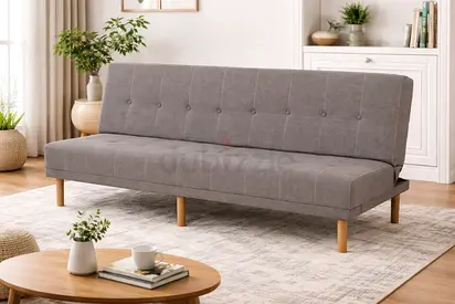 Modern Grey Convertible Sofa Bed – Stylish Sofa Cum Bed with Wooden Legs for Living Room