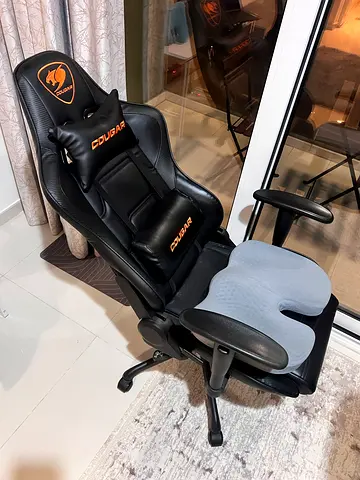 Cougar Gaming Chair — Black PU Leather, Good Condition