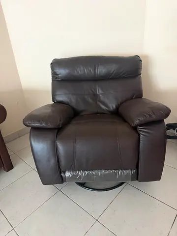 Brown Leather Recliner Armchair - Single Seater, Good Condition