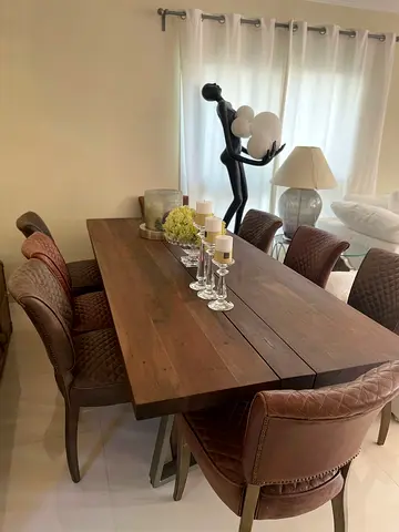 Marina Home Dining Table 6 Genuine Leather Chairs Timothy Oulton