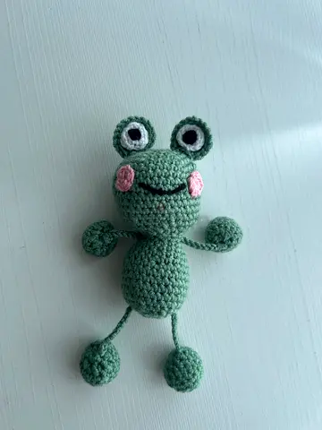 Handmade Crocheted Green Frog Soft Toy