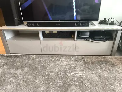 Low TV Entertainment Unit with Drawers - Light Grey