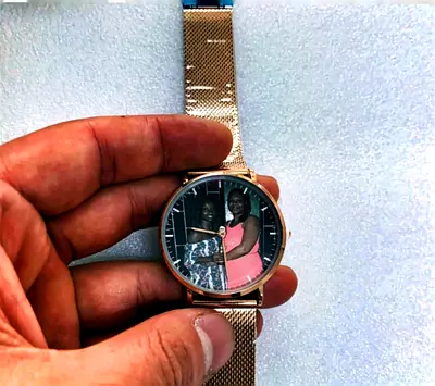 Custom Photo Leather Strap Wrist Watch - Personalized Dial