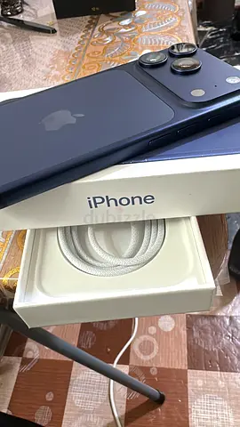 iPhone17 Pro Blue with Box and Charger Cable
