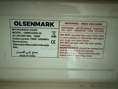 Olsenmark 20L Microwave Oven (Model OMM02260-22) - Used
