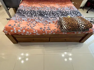Wooden single bed without mattres with under-bed drawers - good condition