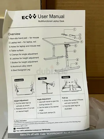 ECVV Multifunctional Adjustable Laptop Desk - NEW