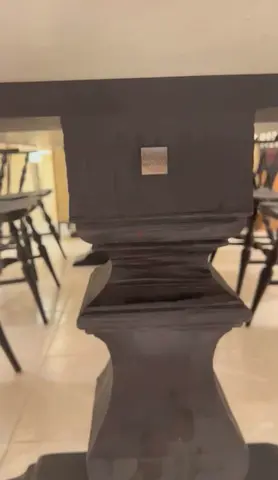 Marina Home Marble Top Dining Table with Black Trestle Base