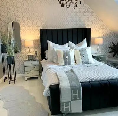 Tall Headboard Velvet Bed For Sale Luxury Modern Style
