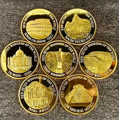 Set of 7 New Seven Wonders of the World Collectible Coins