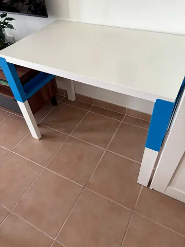 White and blue kids study desk - good condition