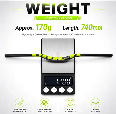 Ullicyc Full Carbon MTB Handlebar 3K Gloss Yellow