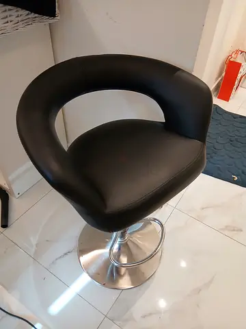 Black Swivel Bar Stool with Chrome Base - Good Condition